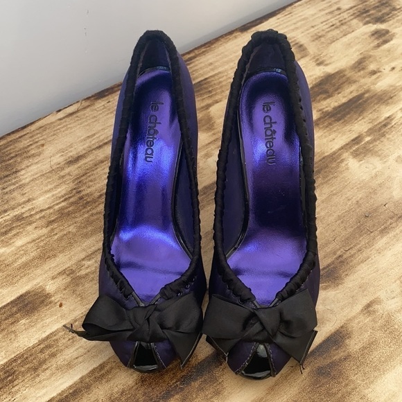 LE Chateau Purple Black Bow Stiletto - Picture 3 of 9
